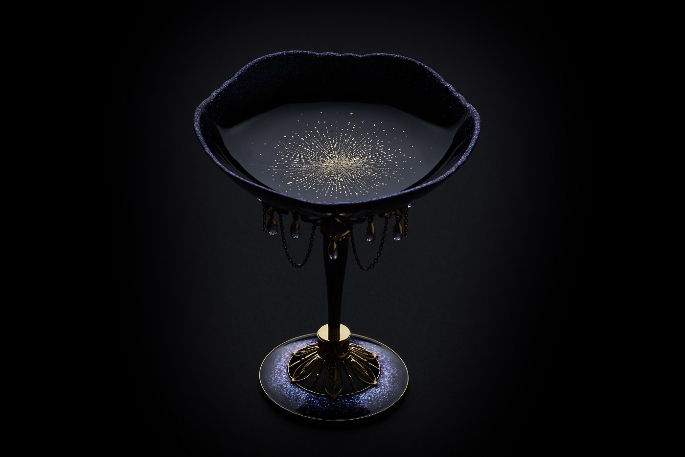 Stemmed Goblet with Inlaid Gold and Mother-of-pearl, 
