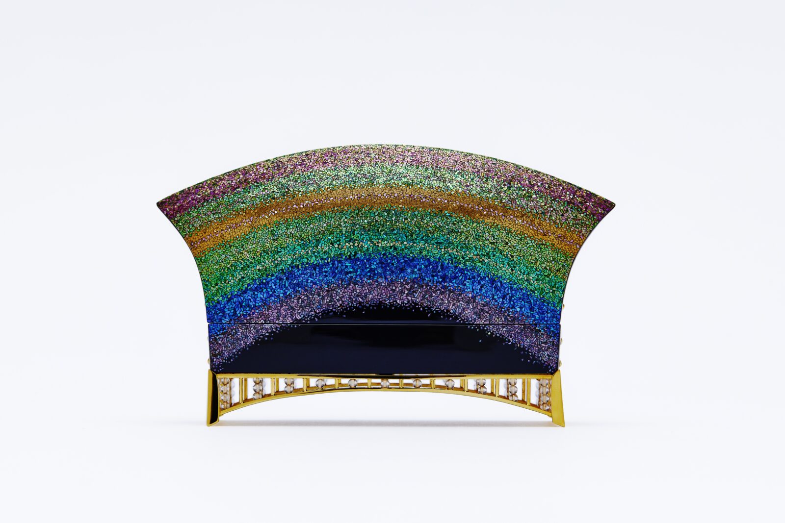 (Arch Shaped Incense Container with Inlaid Gold and Mother-of-pearl,) “Rainbow”